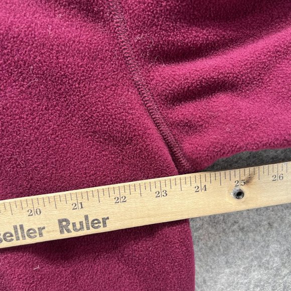 LL Bean Sweater Men Large Burgundy 1/4 Zip Sweatshirt Warm Outdoors Fleece VTG - Picture 8 of 12
